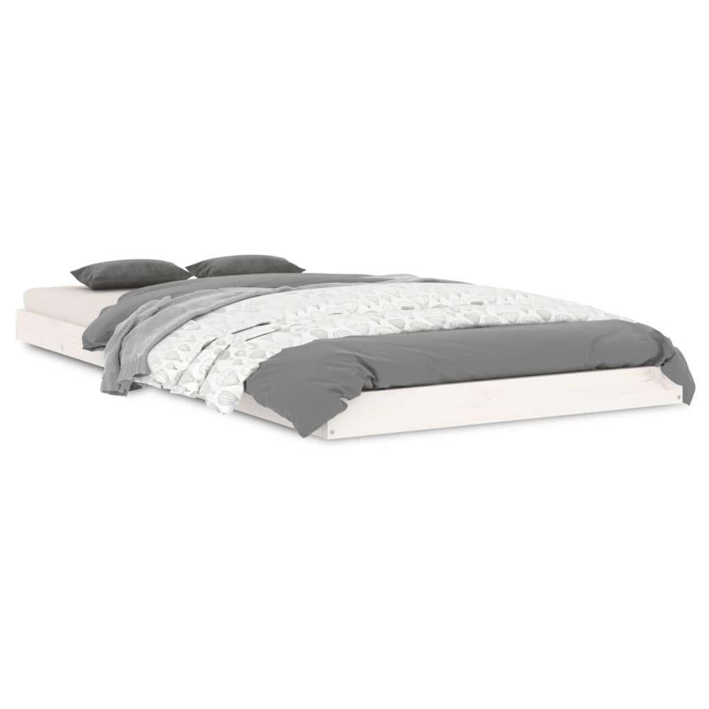 Cadre de lit sans matelas blanc 90x190 cm bois de pin massif - XIOS