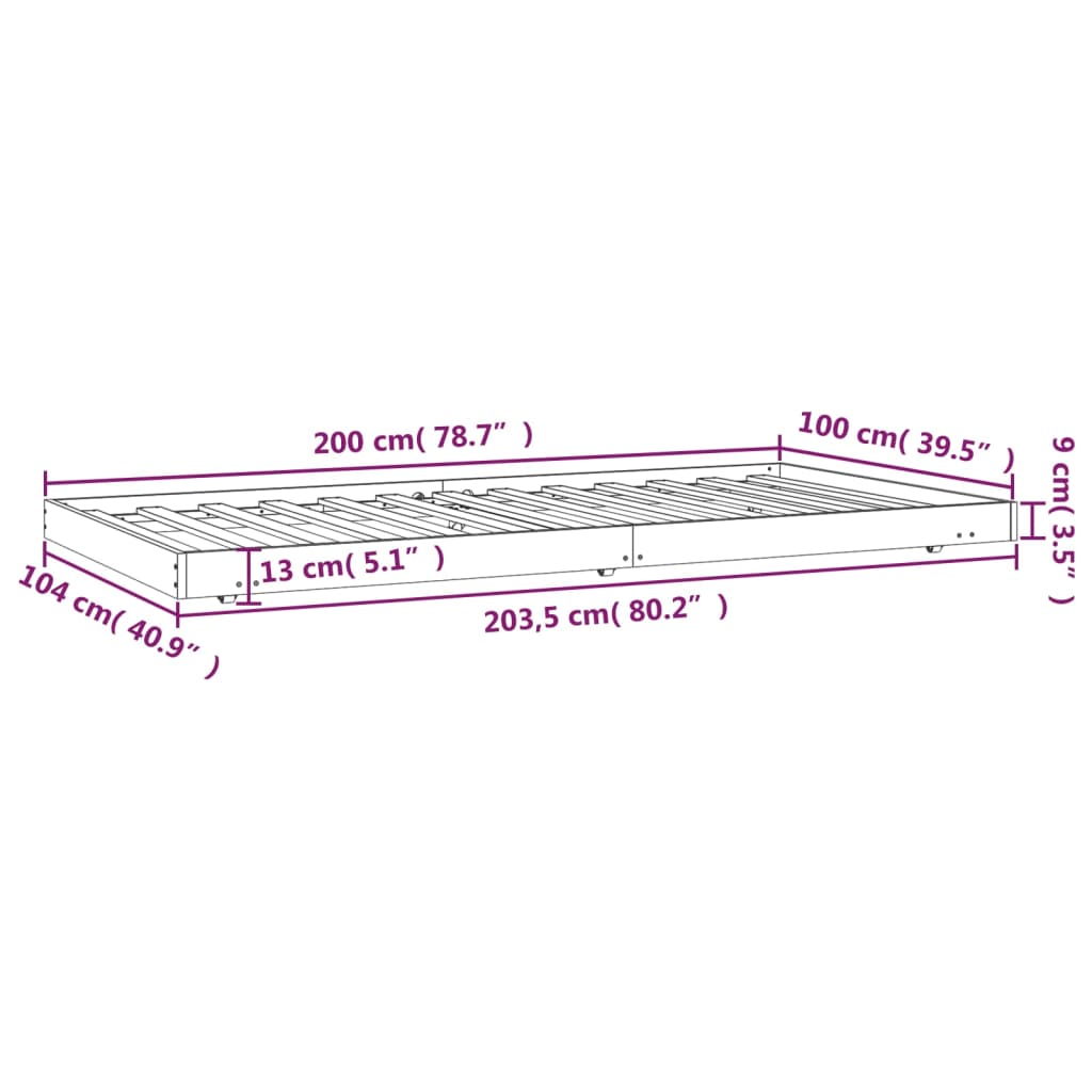 Cadre de lit sans matelas 100x200 cm bois massif de pin - XIOS