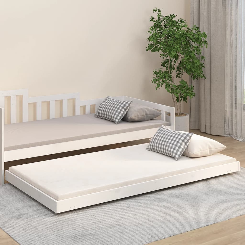 Cadre de lit sans matelas blanc 90x200 cm bois de pin massif - XIOS