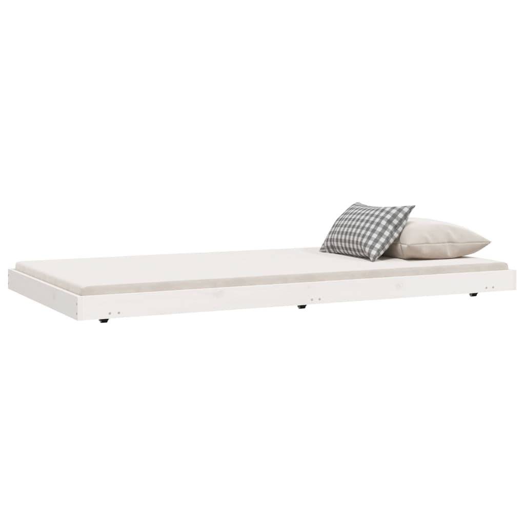 Cadre de lit sans matelas blanc 80x200 cm bois massif de pin - XIOS