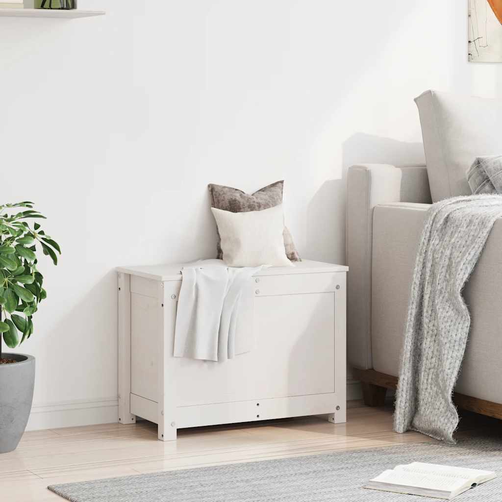 Boîte de rangement Blanc 60x32x45,5 cm Bois massif de pin - XIOS