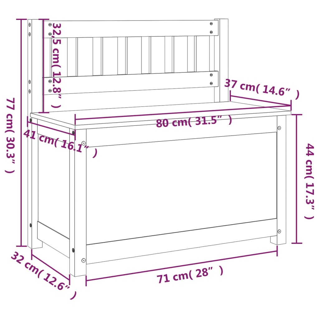 Banc 80x41x77 cm Bois de pin massif - XIOS