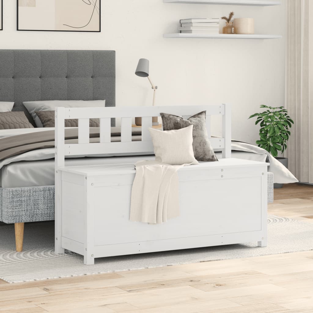 Banc Blanc 110x41x76,5 cm Bois de pin massif - XIOS