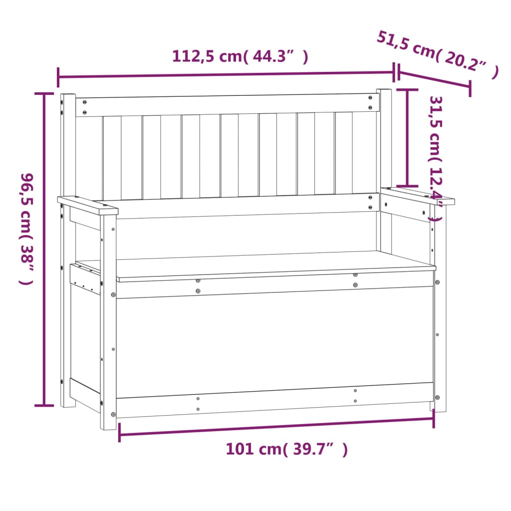 Banc Blanc 112,5x51,5x96,5 cm Bois de pin massif - XIOS