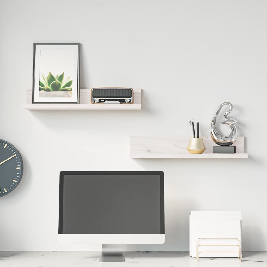 Étagères murales 2 pcs Blanc 50x11x9 cm Bois de pin massif - XIOS