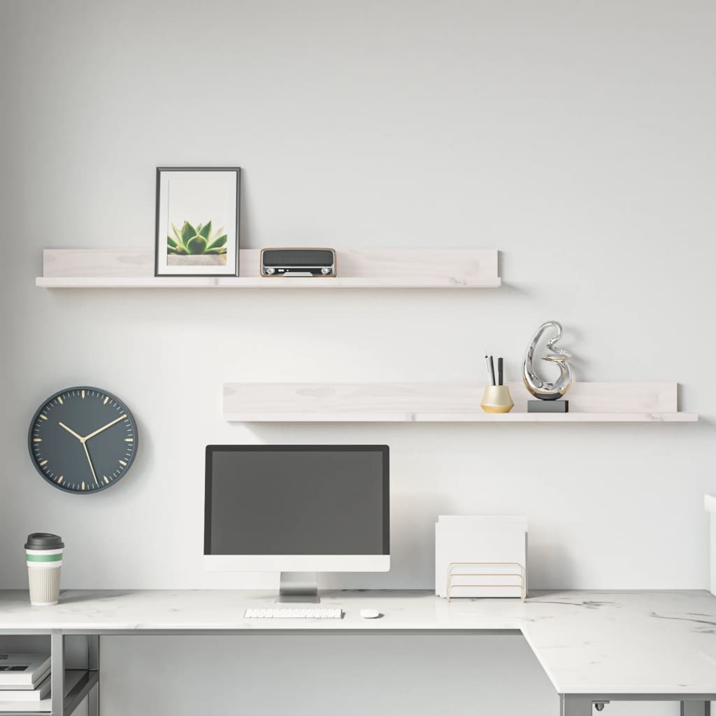 Étagères murales 2 pcs Blanc 110x11x9 cm Bois de pin massif - XIOS