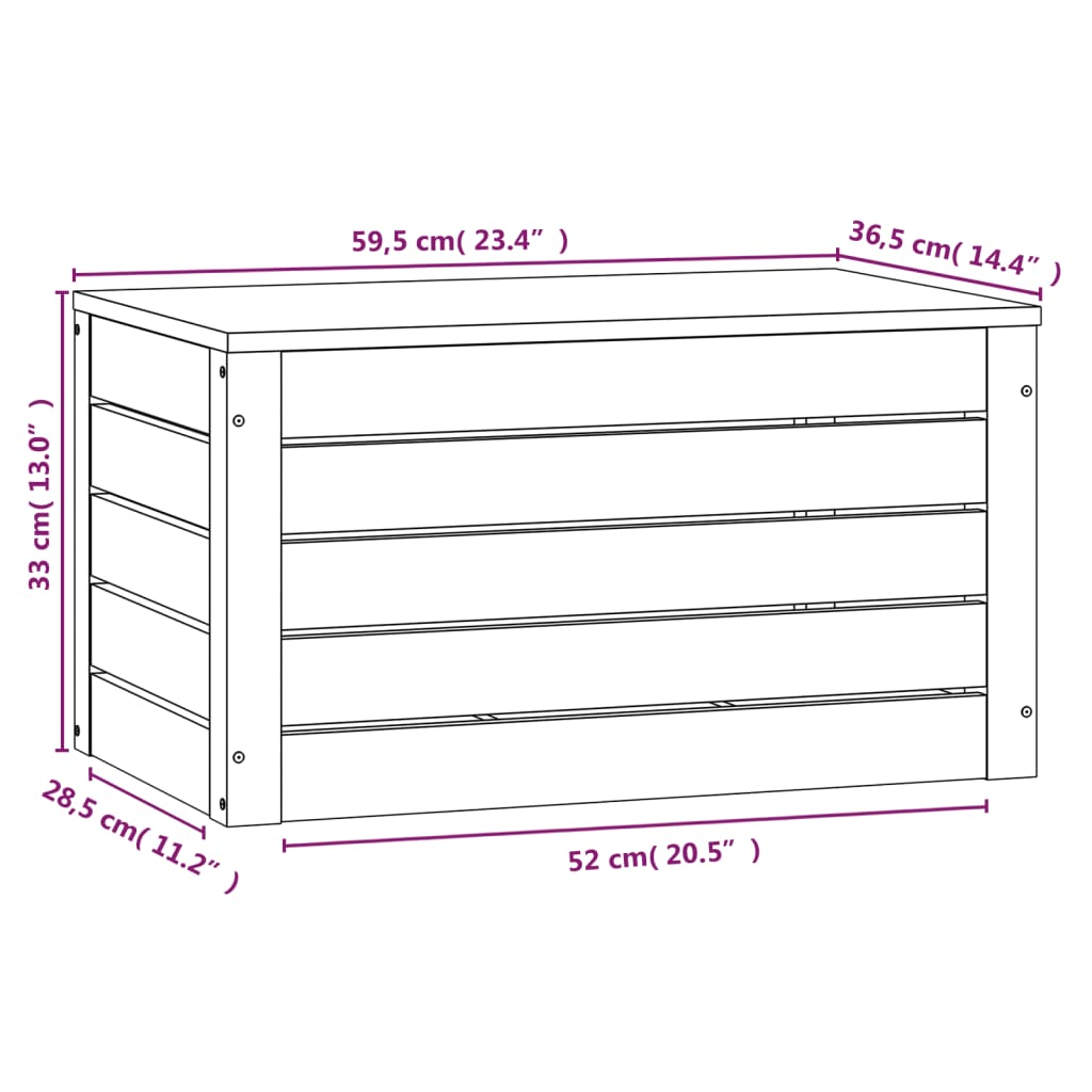 Boîte de rangement Blanc 59,5x36,5x33 cm Bois massif de pin - XIOS