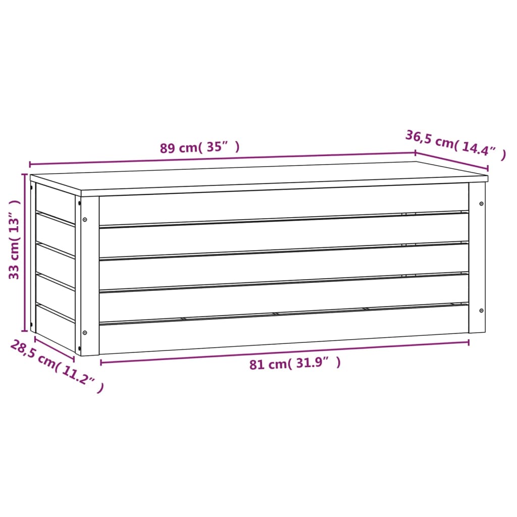 Boîte de rangement 89x36,5x33 cm Bois massif de pin - XIOS