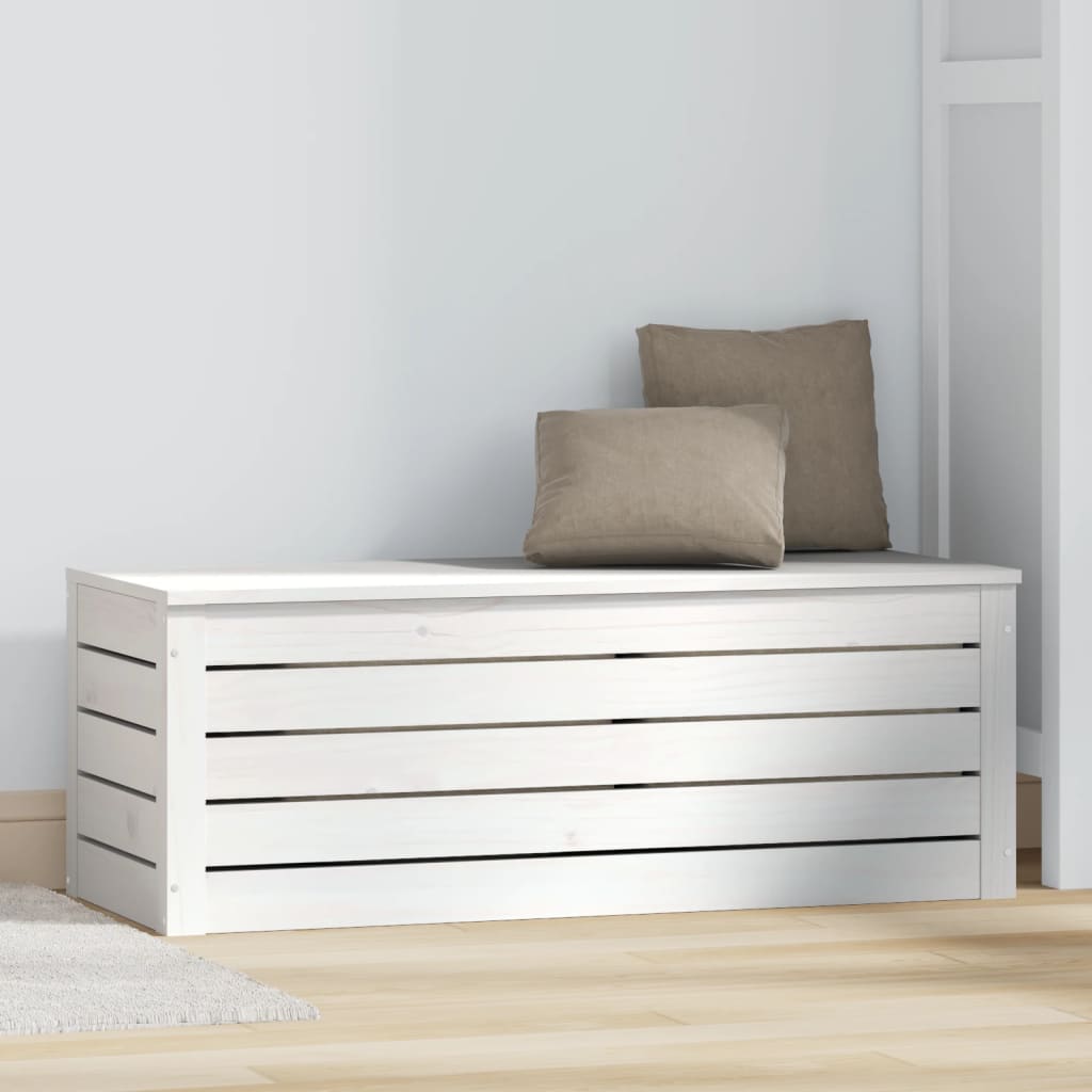 Boîte de rangement Blanc 89x36,5x33 cm Bois massif de pin - XIOS