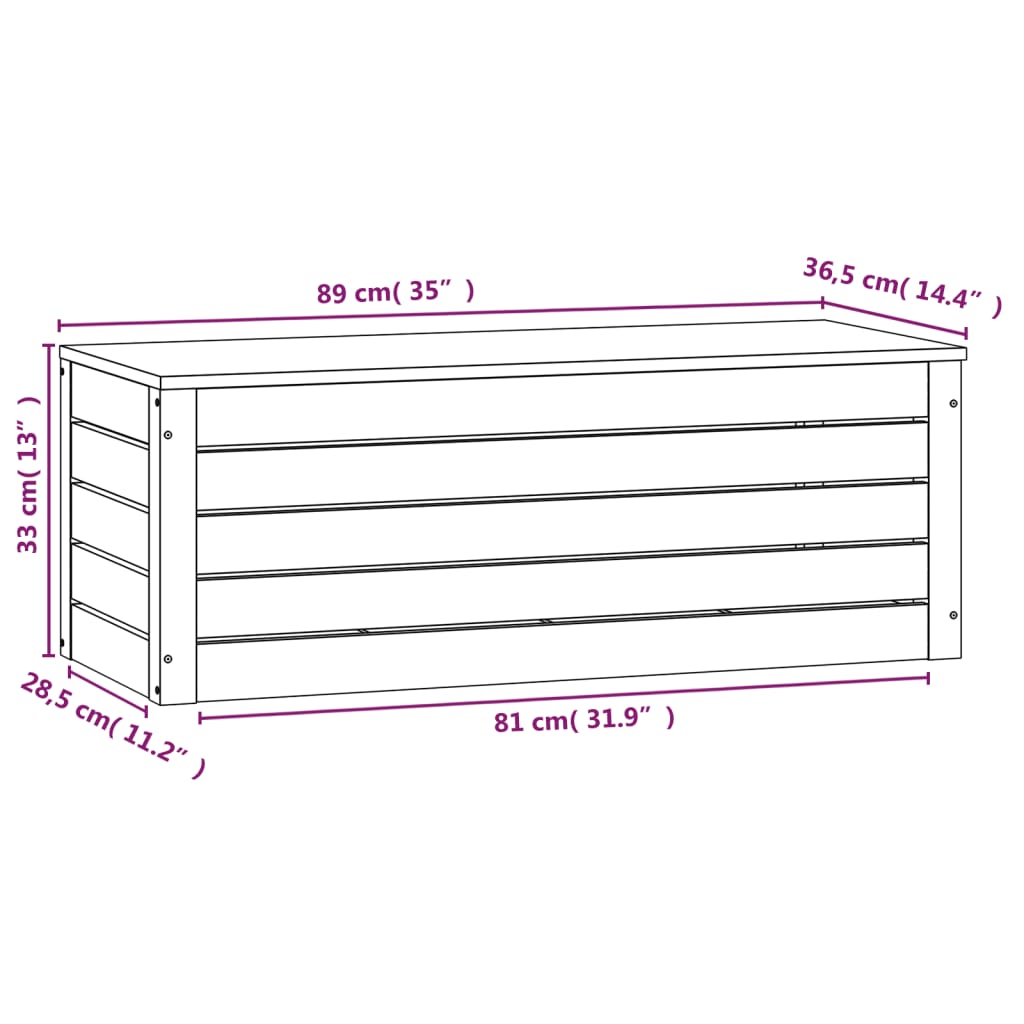 Boîte de rangement Blanc 89x36,5x33 cm Bois massif de pin - XIOS