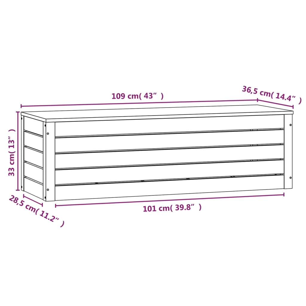 Boîte de rangement 109x36,5x33 cm Bois massif de pin - XIOS