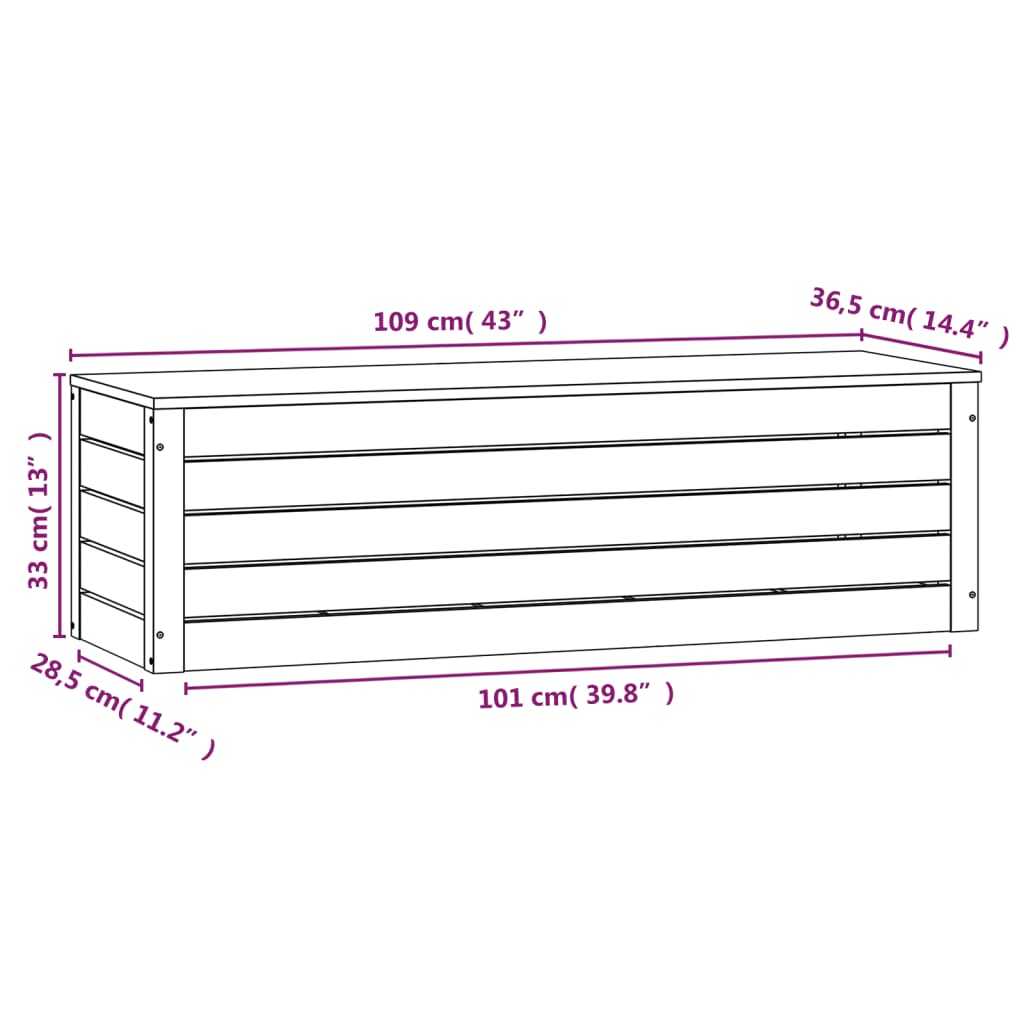 Boîte de rangement Blanc 109x36,5x33 cm Bois massif de pin - XIOS