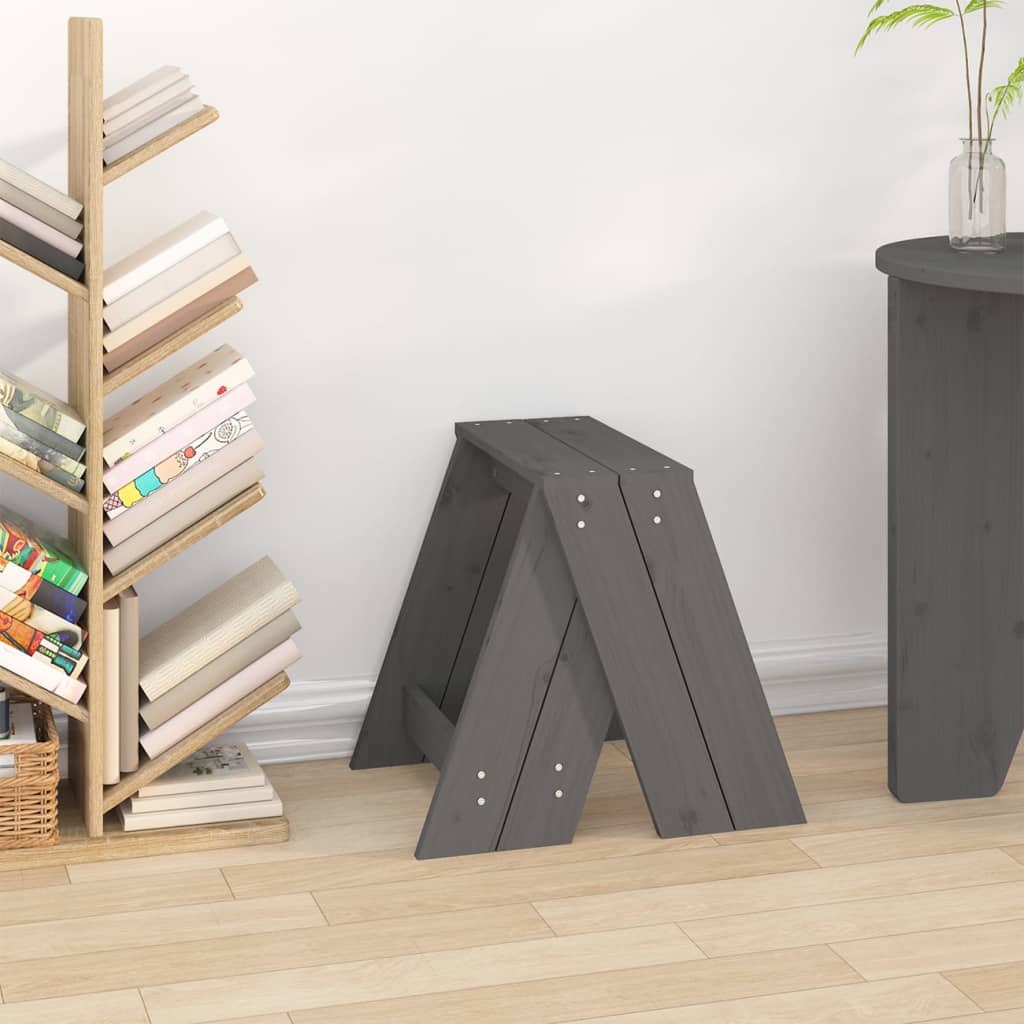 Tabourets lot de 2 gris 40x40x45 cm bois massif de pin - XIOS
