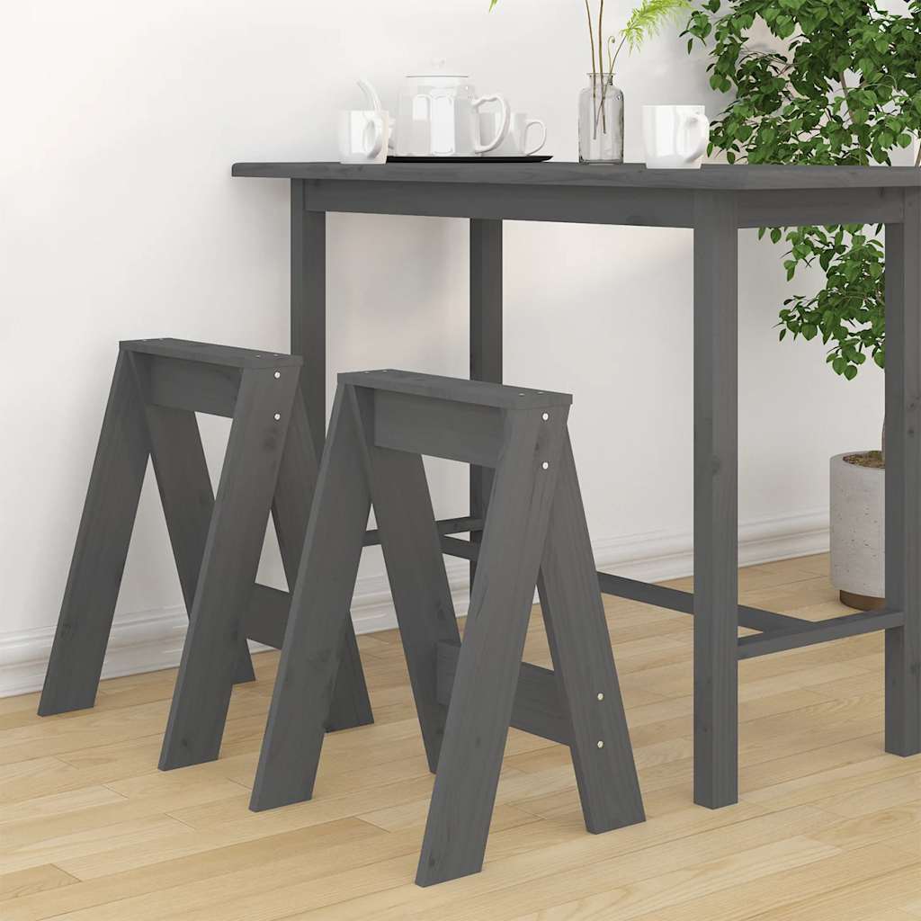 Tabourets lot de 2 gris 40x40x60 cm bois massif de pin - XIOS