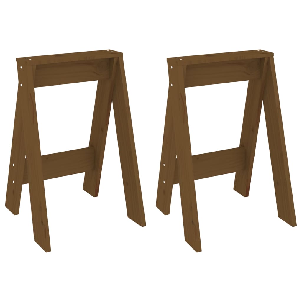 Tabourets lot de 2 marron miel 40x40x60 cm bois massif de pin - XIOS