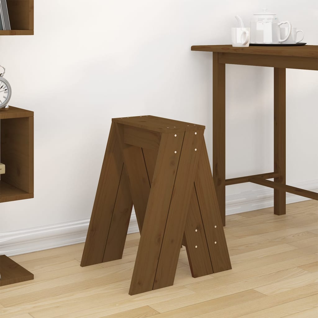 Tabourets lot de 2 marron miel 40x40x60 cm bois massif de pin - XIOS