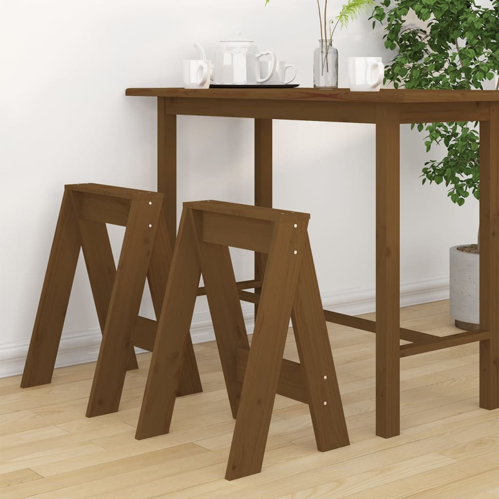 Tabourets lot de 2 marron miel 40x40x60 cm bois massif de pin - XIOS