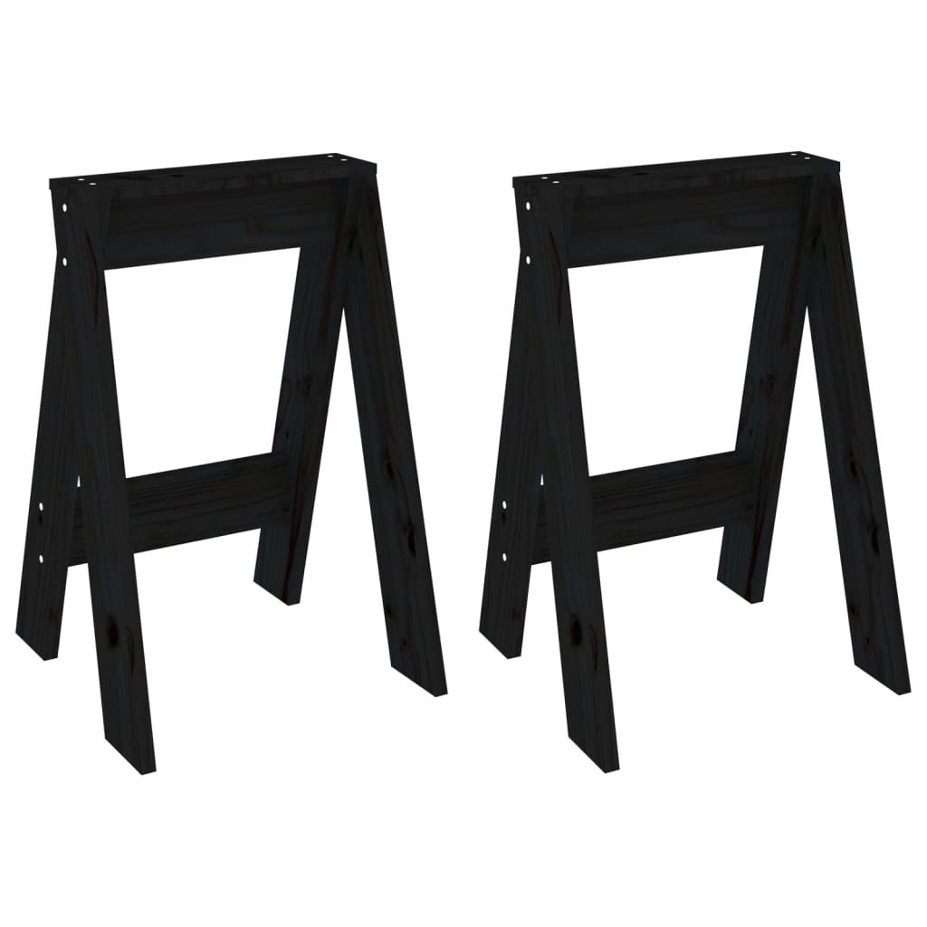 Tabourets lot de 2 noir 40x40x60 cm bois massif de pin - XIOS