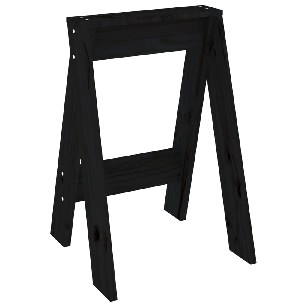 Tabourets lot de 2 noir 40x40x60 cm bois massif de pin - XIOS