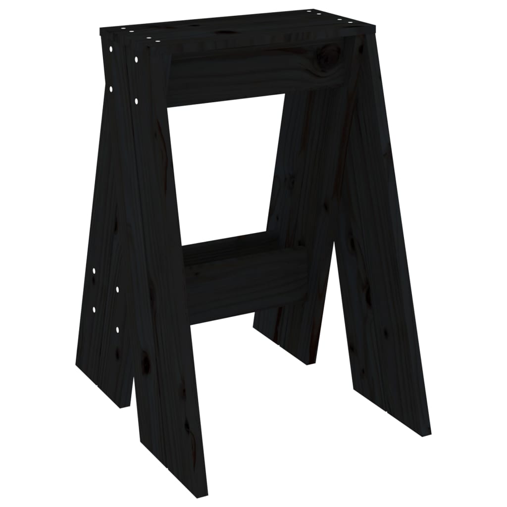 Tabourets lot de 2 noir 40x40x60 cm bois massif de pin - XIOS