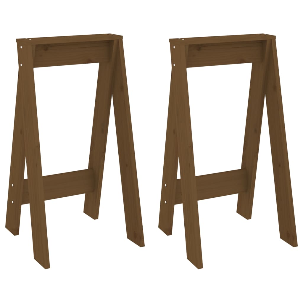 Tabourets lot de 2 marron miel 40x40x75 cm bois massif de pin - XIOS