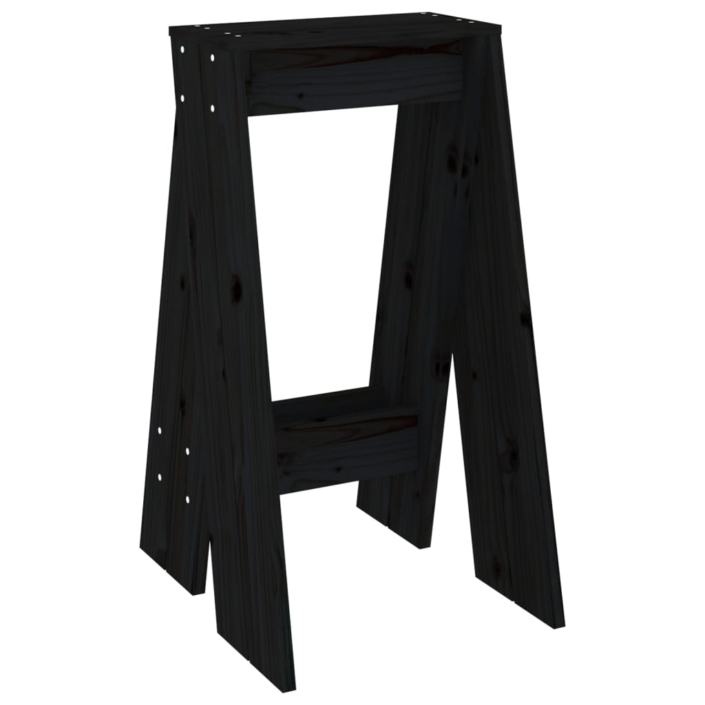Tabourets lot de 2 noir 40x40x75 cm bois massif de pin - XIOS