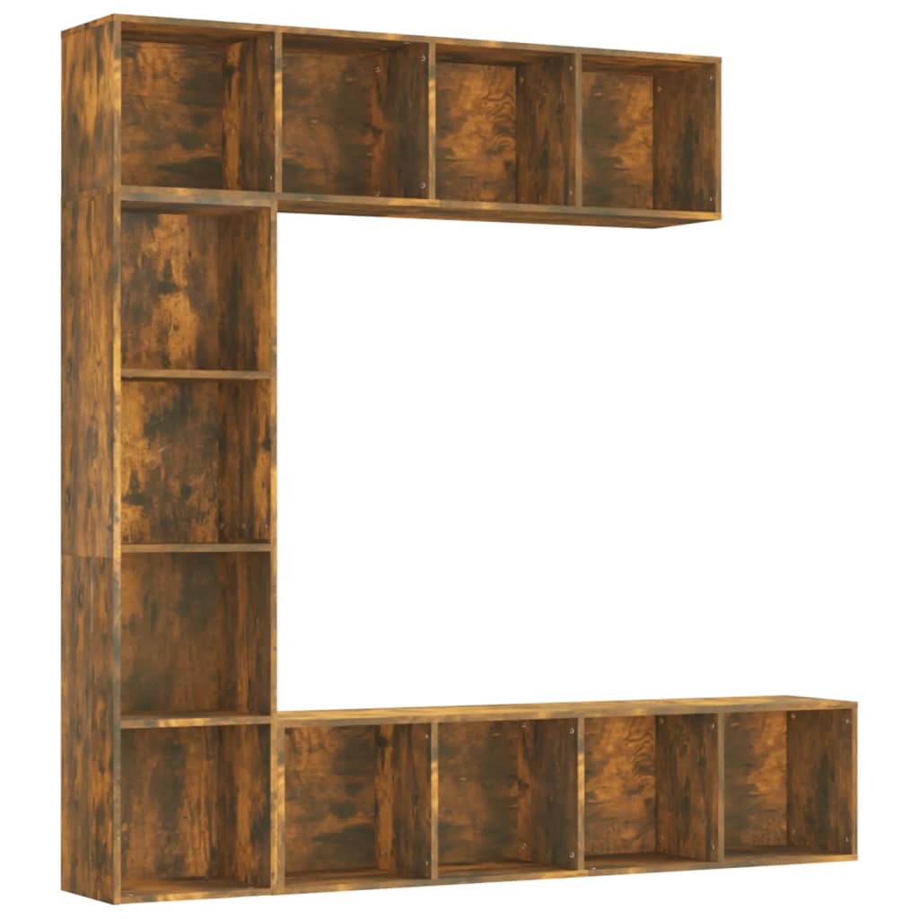 Ensemble bibliothèque/meuble TV 3 pcs Chêne fumé 180x30x180 cm - XIOS