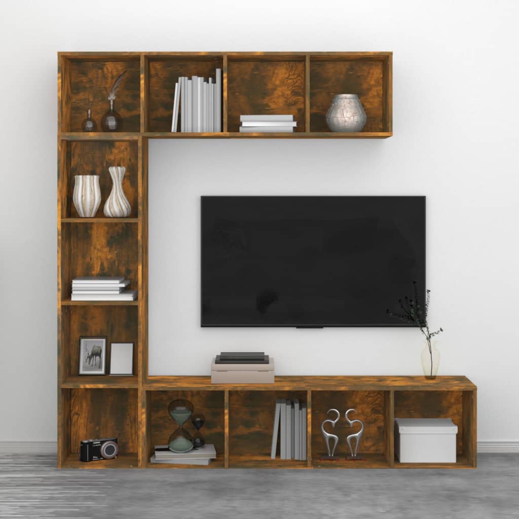 Ensemble bibliothèque/meuble TV 3 pcs Chêne fumé 180x30x180 cm - XIOS