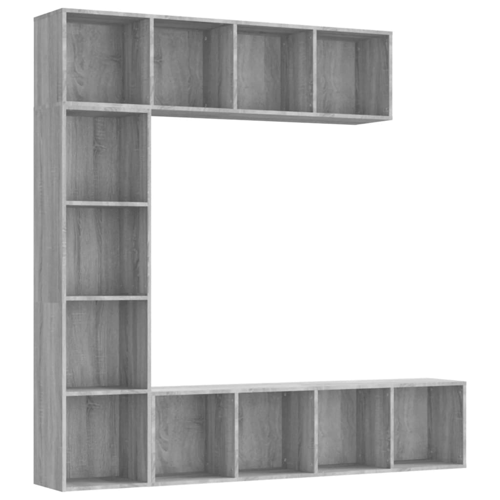 Ensemble bibliothèque/meuble TV 3 pcs Sonoma gris 180x30x180 cm - XIOS