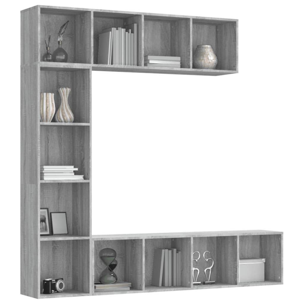Ensemble bibliothèque/meuble TV 3 pcs Sonoma gris 180x30x180 cm - XIOS