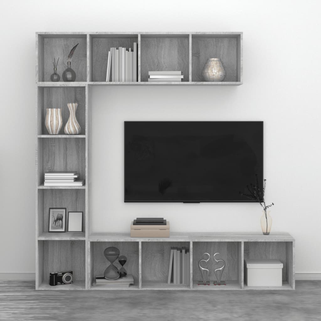 Ensemble bibliothèque/meuble TV 3 pcs Sonoma gris 180x30x180 cm - XIOS
