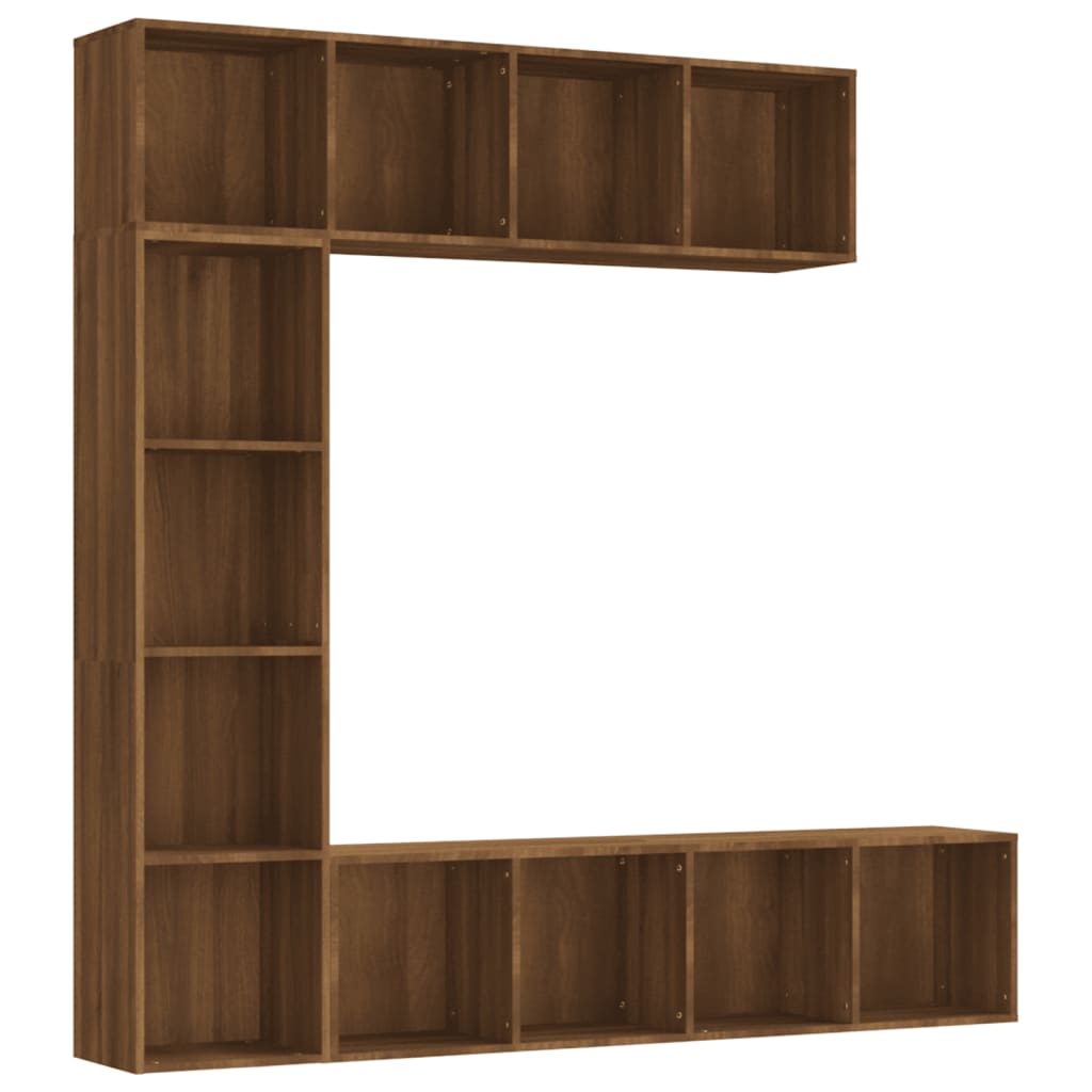 Ensemble bibliothèque/meuble TV 3 pcs Chêne marron 180x30x180cm - XIOS