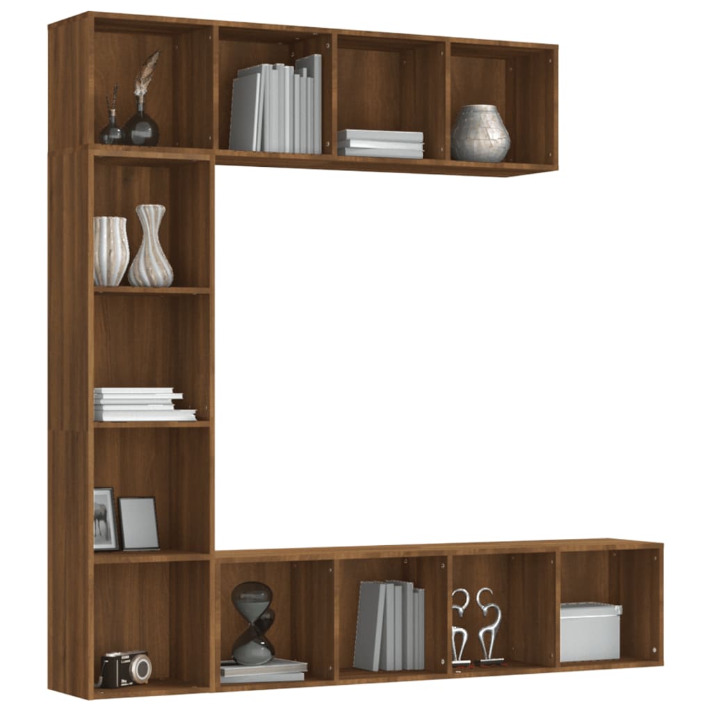 Ensemble bibliothèque/meuble TV 3 pcs Chêne marron 180x30x180cm - XIOS