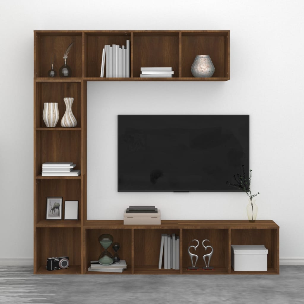 Ensemble bibliothèque/meuble TV 3 pcs Chêne marron 180x30x180cm - XIOS