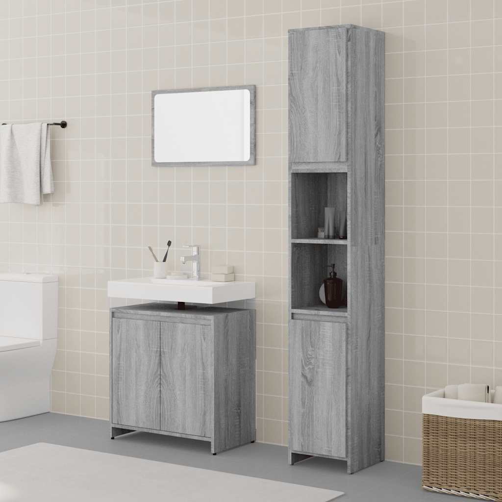 Ensemble de meubles de salle de bain 3 pcs Sonoma gris