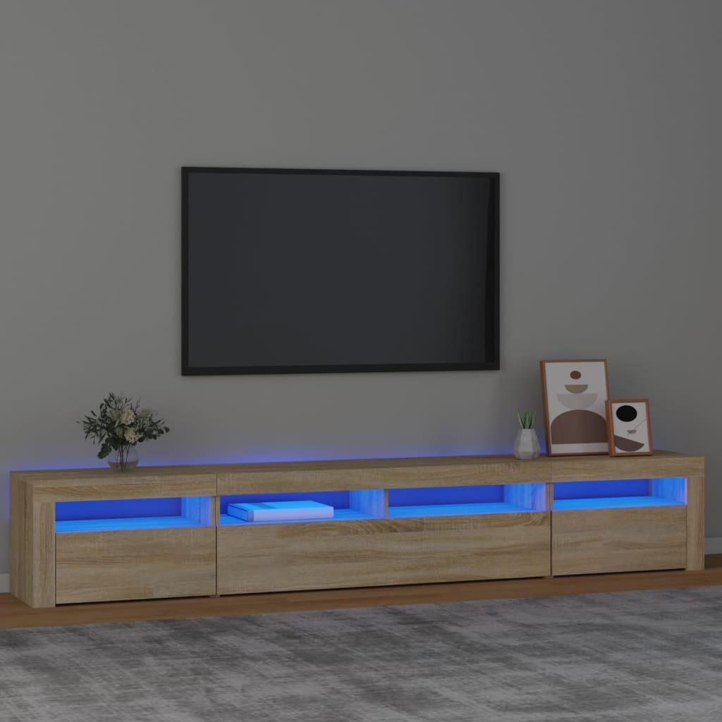 Meuble TV avec lumières LED Chêne sonoma 240x35x40 cm - XIOS