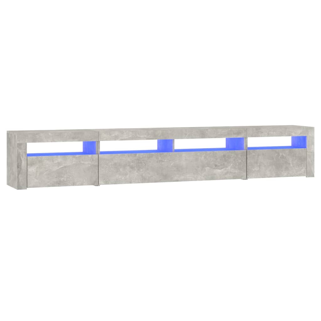 Meuble TV avec lumières LED Gris béton 240x35x40 cm - XIOS
