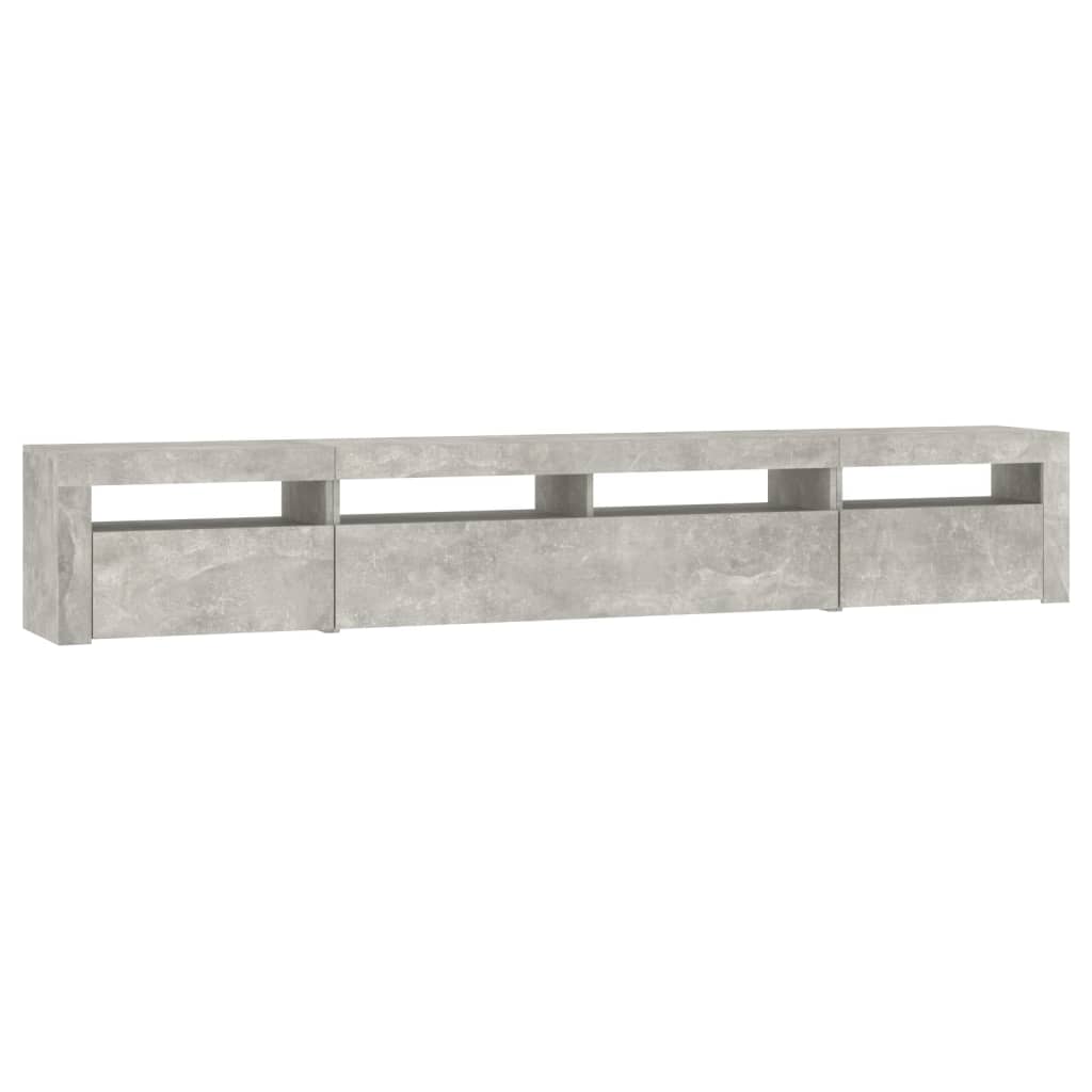 Meuble TV avec lumières LED Gris béton 240x35x40 cm - XIOS