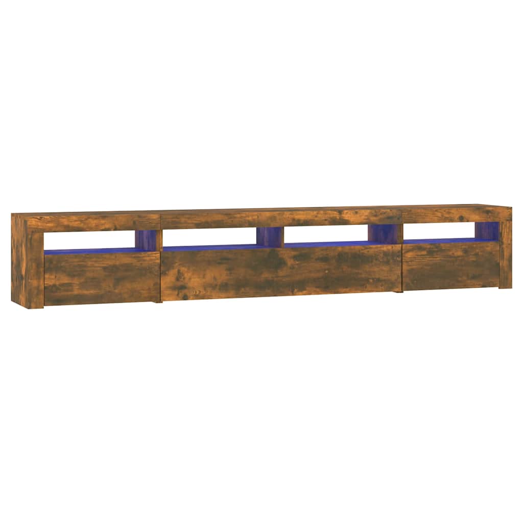 Meuble TV avec lumières LED Chêne fumé 240x35x40 cm - XIOS
