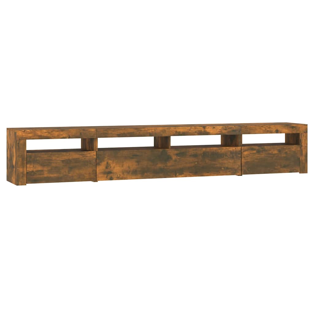 Meuble TV avec lumières LED Chêne fumé 240x35x40 cm - XIOS