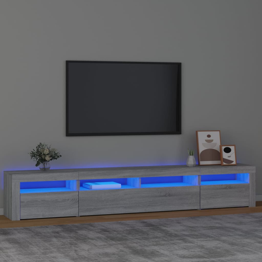 Meuble TV avec lumières LED Sonoma gris 240x35x40 cm - XIOS