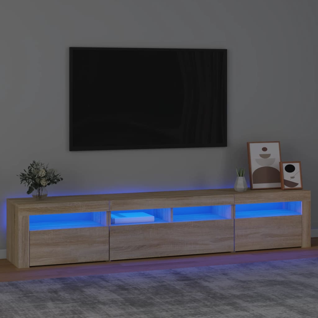 Meuble TV avec lumières LED Chêne sonoma 210x35x40 cm - XIOS