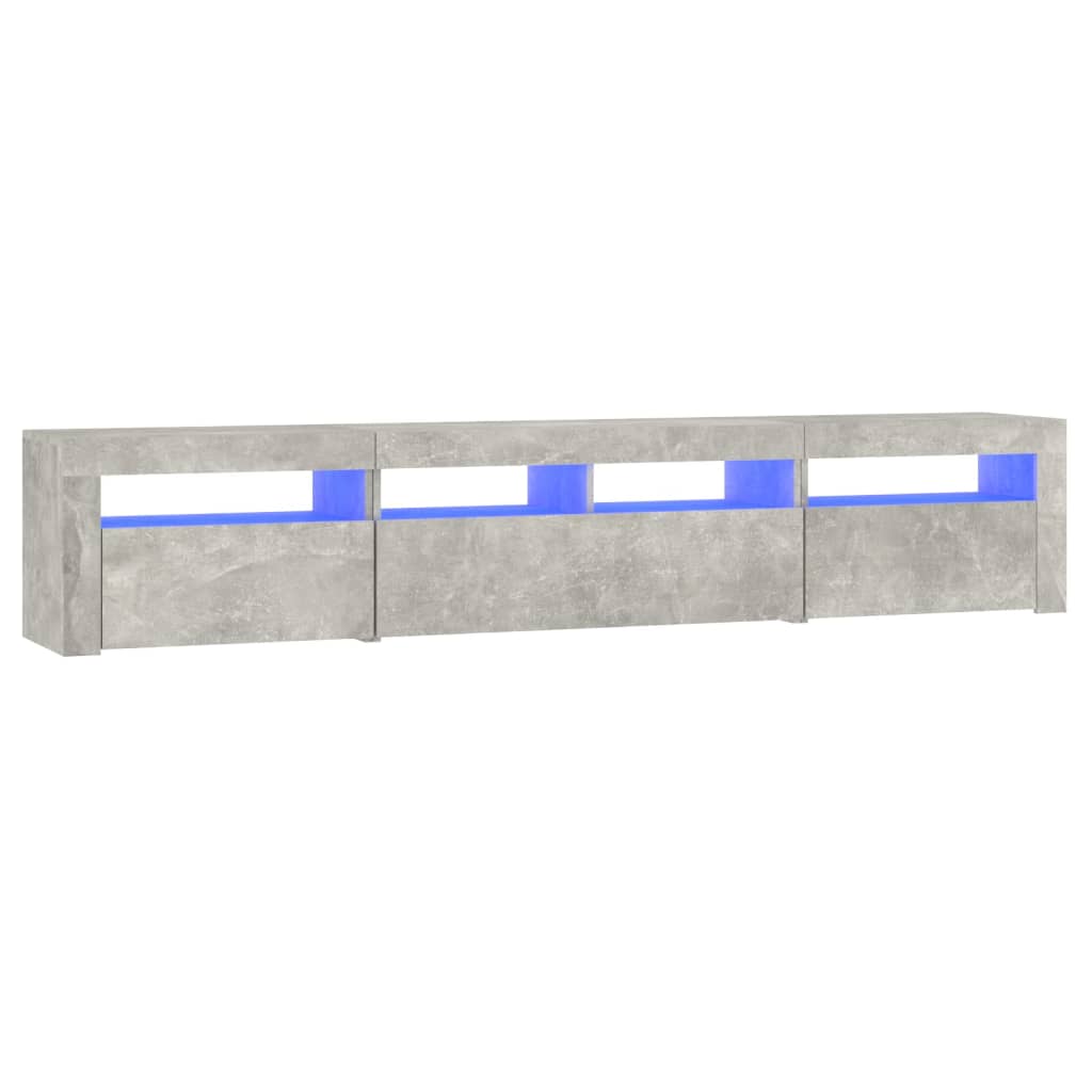 Meuble TV avec lumières LED Gris béton 210x35x40 cm - XIOS