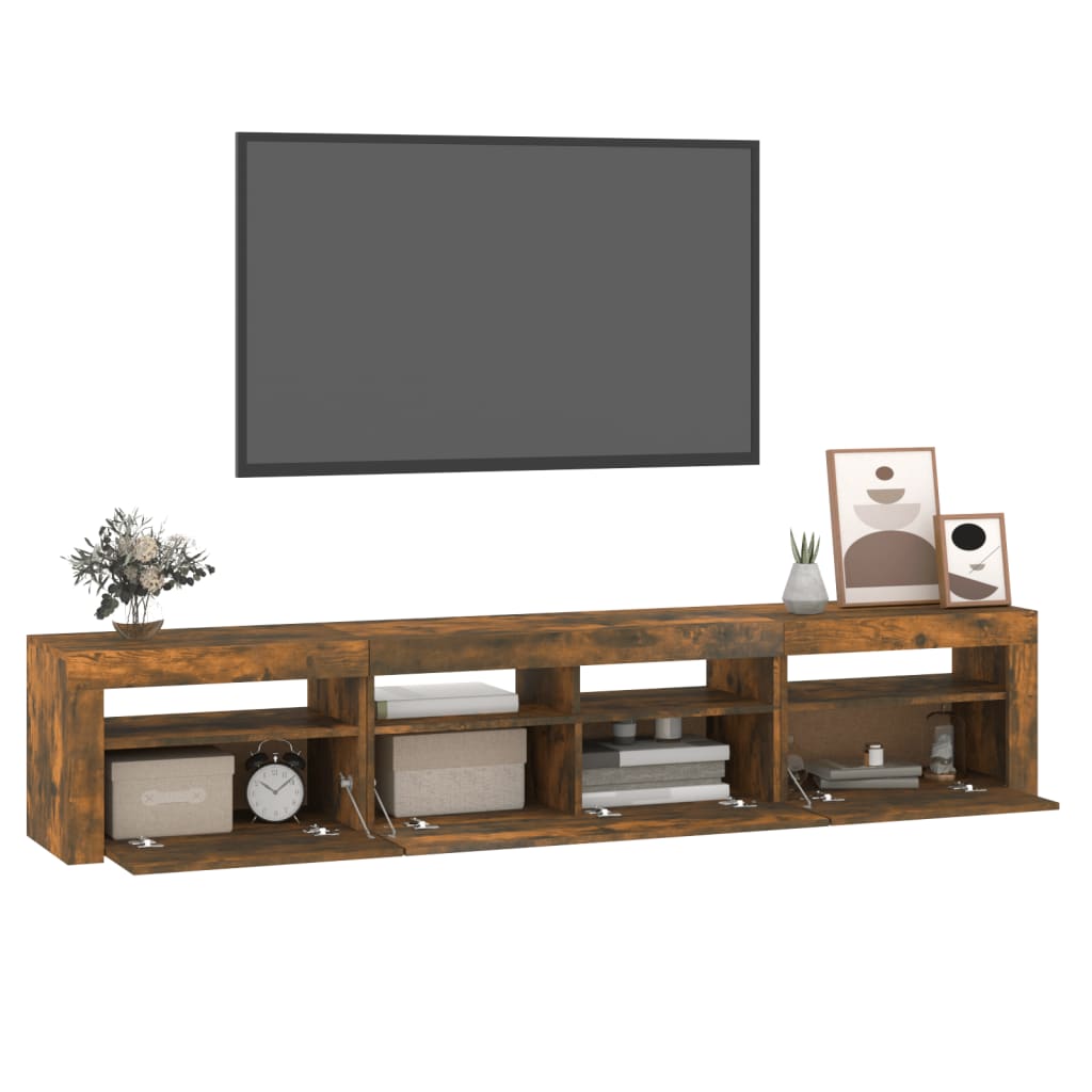 Meuble TV avec lumières LED Chêne fumé 210x35x40 cm - XIOS