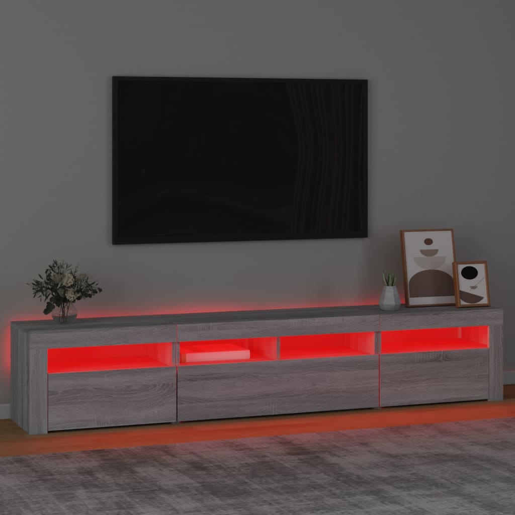 Meuble TV avec lumières LED Sonoma gris 210x35x40 cm - XIOS