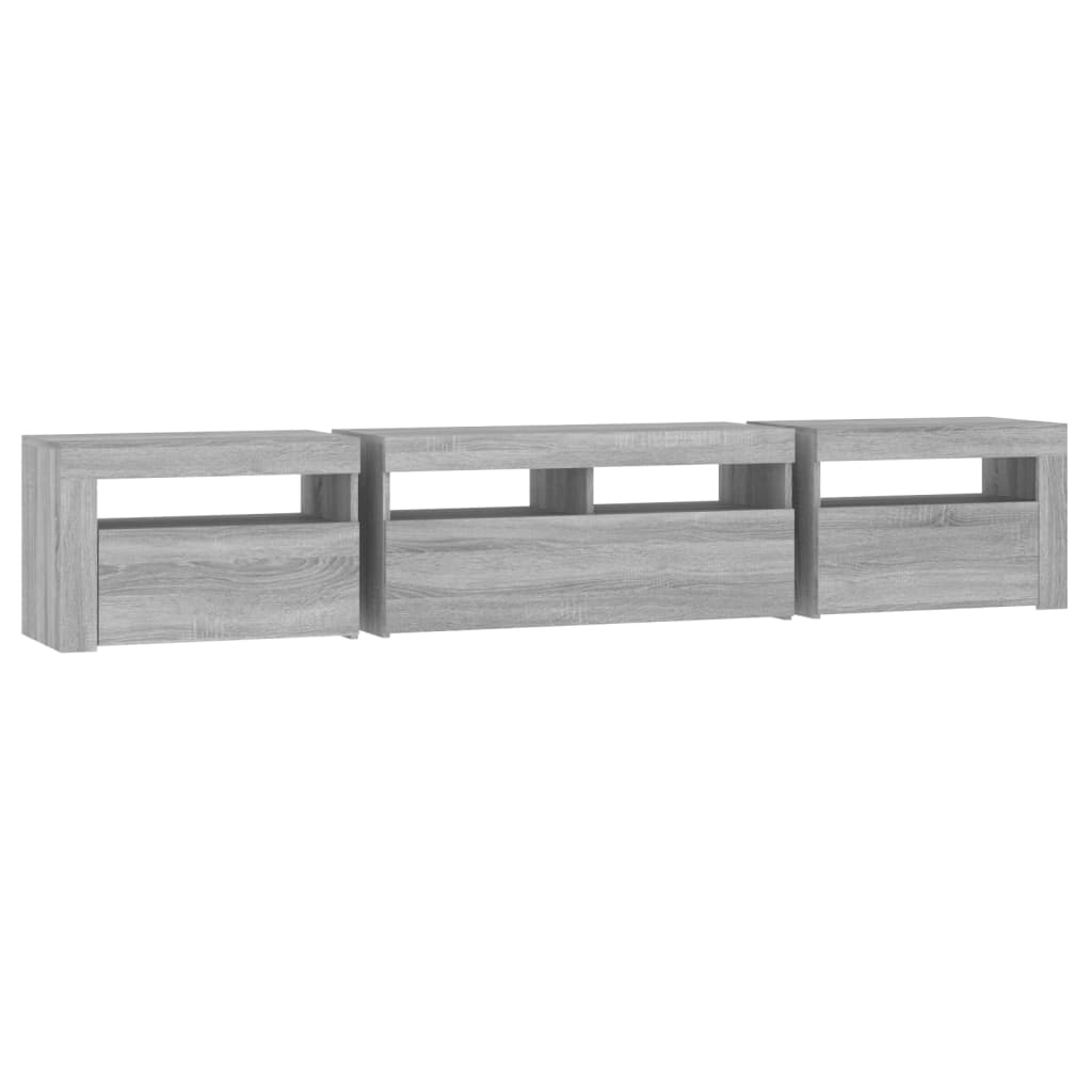 Meuble TV avec lumières LED Sonoma gris 210x35x40 cm - XIOS
