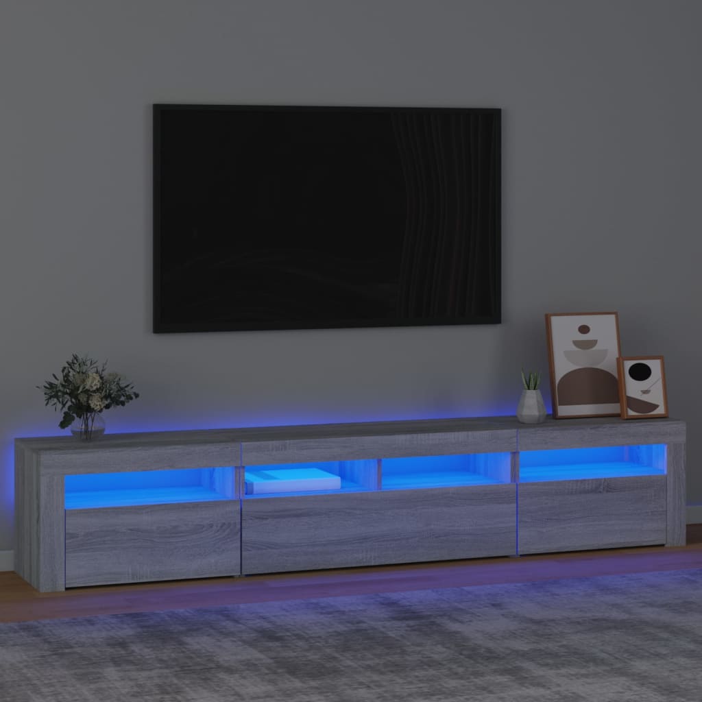 Meuble TV avec lumières LED Sonoma gris 210x35x40 cm - XIOS