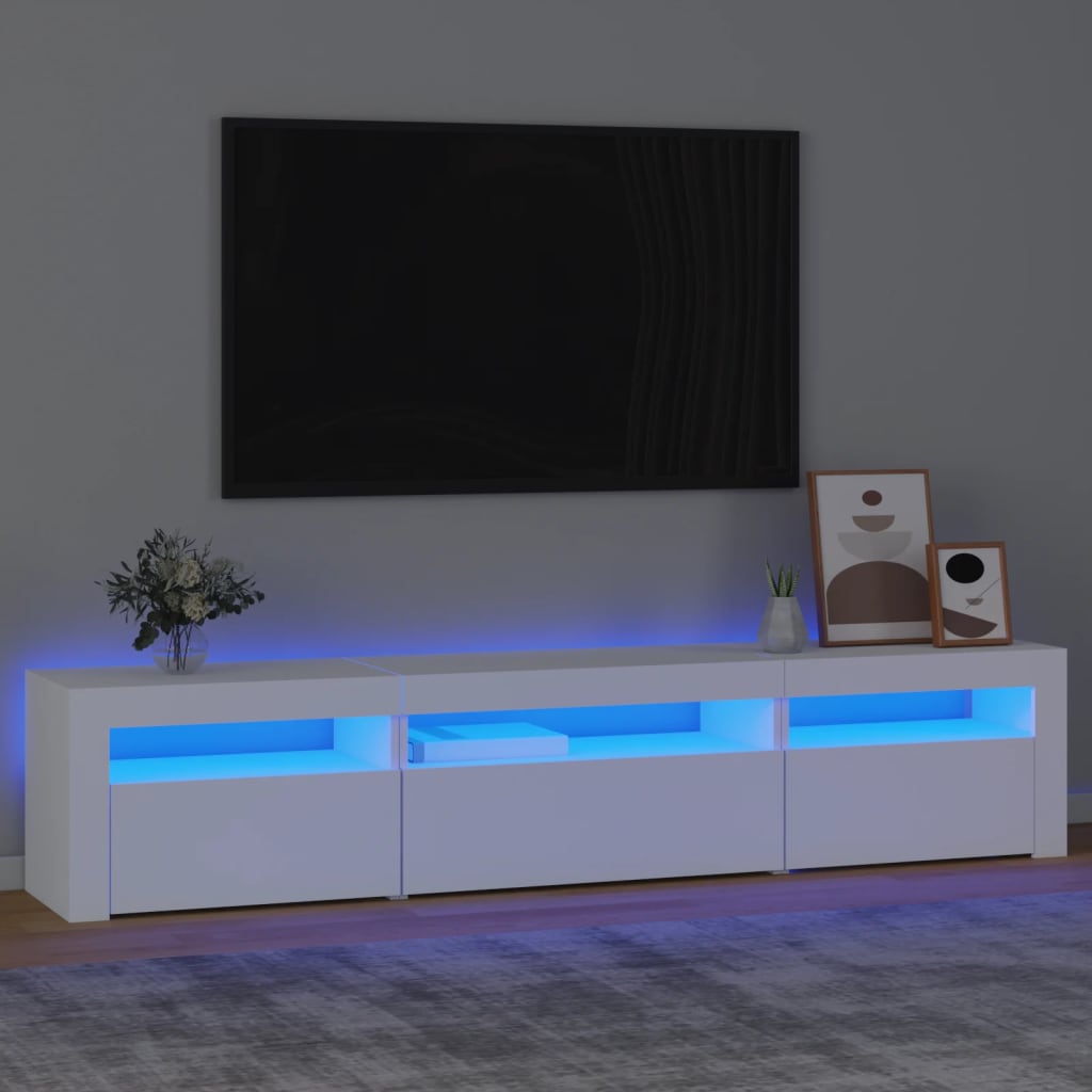 Meuble TV avec lumières LED Blanc 195x35x40 cm - XIOS