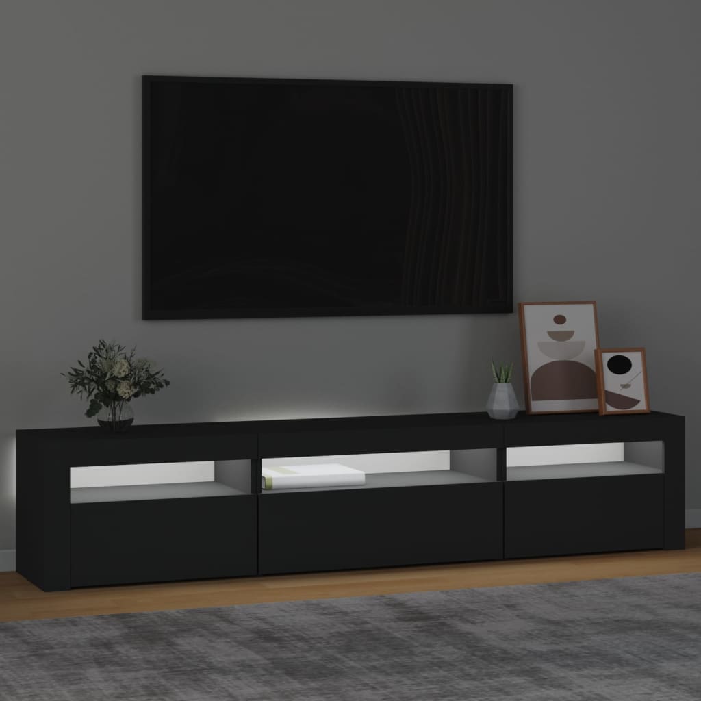 Meuble TV avec lumières LED Noir 195x35x40 cm - XIOS