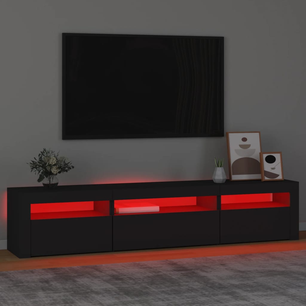 Meuble TV avec lumières LED Noir 195x35x40 cm - XIOS